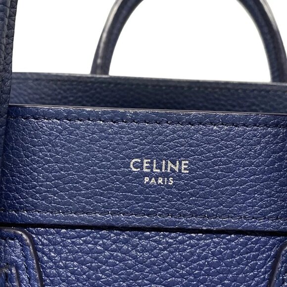 Auth CELINE Luggage Nano Shopper - Navy Drummed Calf Handbag - Picture 11 of 16